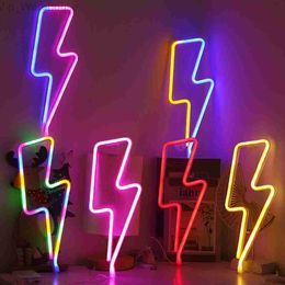 LED Neon Sign Lightning Wall Light USB Led Night Light Room Decor for Kids Baby Room Wedding Party Bedroom Decoration HKD230825