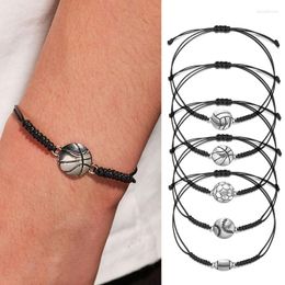 Link Bracelets Sport Style Wristband Football Braided Bracelet For Women Men Fashion Black Rope Handmade Adjustable Friendship Jewelry