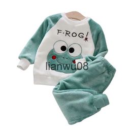 Clothing Sets Kids Pajamas Set Winter Thick Boy Girls Plush Clothes 2022 New Cute Flannel 06y Baby Children Homewear Pajamas Suits x0828