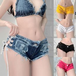 Women's Shorts Low Waist Denim 2023 Summer Fashion Lace Up Short Jean Cotton Skinny Female Sexy Club Super Jeans