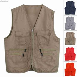 Men's Multi Pocket Travellers Fishing Photography Director Casual Outdoor Vest Quick-dry Breathable Waistcoat Jacket Coat HKD230828