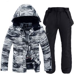 Skiing Suits Men s Ski Bib Suit Jacket Waterproof Snowboard Keep warm Colorful Printed and Pants Set Winter Snowsuits 230828