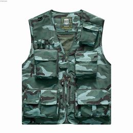 15 Pockets Functional Vest Jackets Men Quick Dry Breathable Camouflage Orange Signal Vests Hunting Tactical Waistcoat S-7XL HKD230828