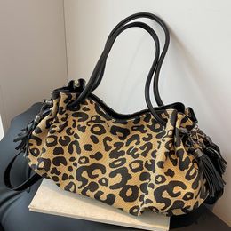 Evening Bags Women's Leopard Spots Shoulder Bag Canvas Eco-friendly Female Large Drawstring Handbag Ladys Animal Print Stylish Crossbody