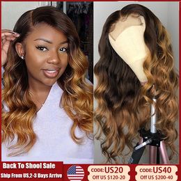 Ombre Wigs for Women Brazilian Body Wave Front Coloured HD Transparent Lace Frontal Wig Human Hair