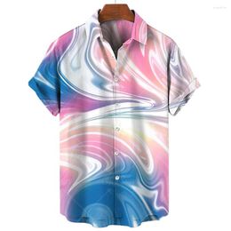 Men's Casual Shirts Fashion Hawaiian Shirt 3d Abstract Ink Printed Beach Party Sweatshirt Loose Oversized Street Designer Short Sleeves