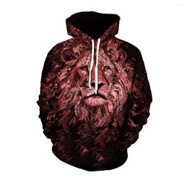 Men's Hoodies Autumn/Spring Fashion 3D Animal Print Hoodie Casual Long Sleeve Lion