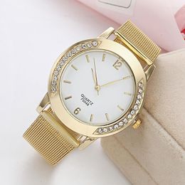 Wristwatches Luxury Watches Women Crystal Golden Brand Stainless Steel Bracelet Analog Quartz Wrist Watch Dress Clock