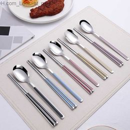 Korean Cutlery Set 304 Stainless Steel Tableware Set Spoons Chopsticks Dinnerware Set Utensils Kitchen Dinner Set Tableware Set Q230828