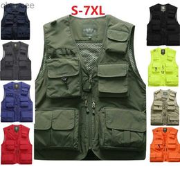 Fishing Vests Quick Dry Breathable Multi Pockets Mesh Vest Sleeveless Jackets Unloading Photography Hiking Vest Fish Vest S-7XL HKD230828