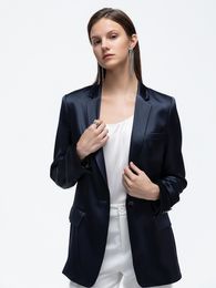 Womens Suits Blazers ZEAMOD Workplace allinone tool 40MM plain crepe satin womens comfortable suit jacket 230828