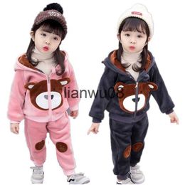Clothing Sets Plus velvet Children Clothing Autumn Winter Toddler Girls Clothes Hooded Costume Outfit Suit Kids Tracksuit Girls Clothing Sets x0828