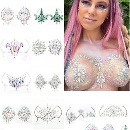 Temporary Tattoos Sexy Chest Crystal Resin Drill Tattoo Sticker Bar Music Festival Rhinestone Stickers Carnival Party Decoration Dro Dh8Gr