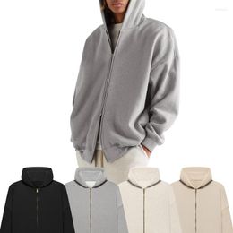 Men's Hoodies 007 Factory Clothing Fleece Zip Hoodie High Street Solid Color Top Quality And Women's Loose Cotton Hooded Sweater