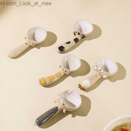 Cute Coarse Pottery Cartoon Soup Spoon Exquisite Spoon for Household Use High Appearance Soup Congee Spoon Funny Animal Styling Q230829