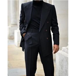 Men s Suits Blazers Black Men 2023 Wedding Design Blazer Pants Lapel Leisure Beach Tuxedos Double Breasted 2 Pieces 230828