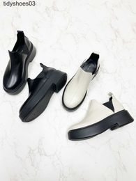 the row shoes Dress Small Shoes crowd shoes Women Designers Rois Leather French small boots Women's thick soled high flat soled thick heel Korean MDQ7