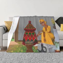 Blankets Ethiopian Painting Art Blanket Coral Fleece Plush Decoration Bedroom Bedding Couch Bedspread 230828