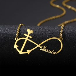 Custom Stainless Steel Name Necklace Personalised Letters Gold Choker Pendant Jewellery Men Women Gift