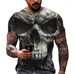 Men's T Shirts Fashion Skull Graphic 3D Print Men T-shirt Summer O Collar Short Sleeve Street Oversized Loose Tops Tee Clothing 6XL