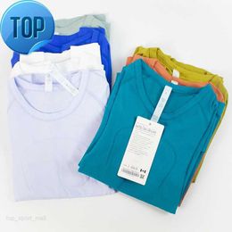 Lu-088 Women Yoga T-Shirts Women's T-Shirt High-Elastic Breathable Running Top Quick Drying Seamless Short Sleeve Sport-Cycling Gym Wear luh