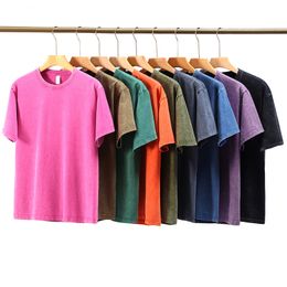 Übergroße T-Shirts mit individuellem Logo, Unisex, Vintage, Batik, schweres, schlichtes T-Shirt, DIY-T-Shirt, Sublimationsdruck, leere Herren-T-Shirts, 260 g/m²