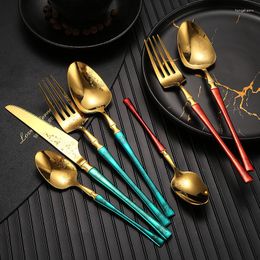 Dinnerware Sets Luxury Stainless Steel Carved Decorative Tableware Steak Knife And Fork Spoon Set For El Restaurant Utensils Kitchen