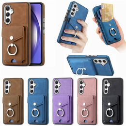 Metal Ring Bracket Wallet Card Shell For Samsung Galaxy A03 164 A04e A12 A03 166 A34 A54 5G Plating Button Magnetic Phone Case