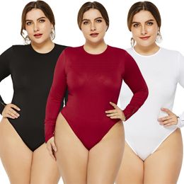 Women's Jumpsuits Rompers Red Sexy Romper Women Bodysuit Long Sleeve Autumn Solid Club Wear ONeck Bottoming Shirt Clothings 230826