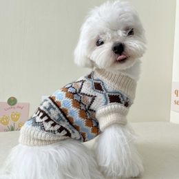 Dog Apparel Winter Pet Dog Clothes Striped Lattice Dog Sweater Warm For Puppy Small Medium Dog Sweatshirt Coats Chihuahua Ropa Perro Outfits 230828