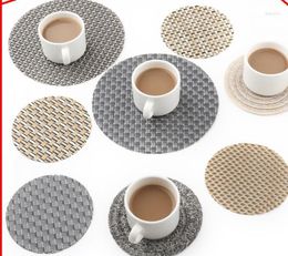 Table Runner 6Pcs/Lot Dia10cm PVC Round Coasters Japanese Style Cup Mat Waterproof Pads Heat Insulation Dining