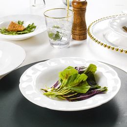 Plates European Ceramic Plate Hand Hammer Texture Decor Green Salad Dish Modern Living Room Desktop Straw Hat Kitchen Cutlery