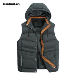 Men's Vests Vest Winter Sleeveless Jackets Down Men Hooded Warm Casual Outwear Hat Detachable Outer Chalecos Clothing 230826