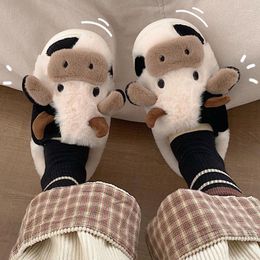 Slippers Winter Leisure Indoor Soft Soled Cotton And Cute Girl Cow Baotou Women's Shoes Essential For