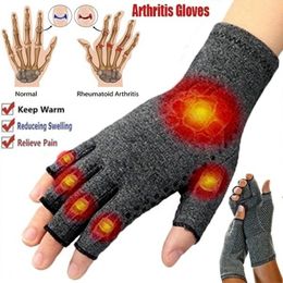 Cycling Gloves 1Pair Winter Compression Arthritis Gloves Rehabilitation Fingerless Gloves Anti Arthritis Therapy Gloves Wrist Support Wristband 230826