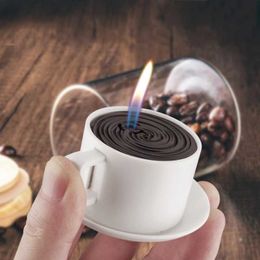 Personality Coffee Cup Fire Lighter Windproof Refillable Butane No Gas Cigarette Creative Home Collection Funny Toy HMQ3