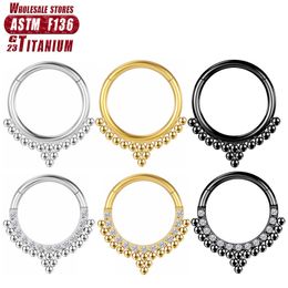 Nose Ring Zircon Tragus Earrings Clicker Industrial Piercing Ball G23 Cartilage Titanium Sexy Septum Body Jewellery Helix Charming