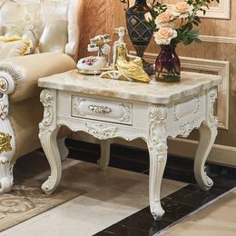Decorative Figurines European-Style Marble Side Table Living Room Sofa Solid Wood Cabinet Corner Small Square Mini