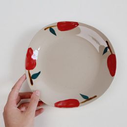 Plates Hand-painted Ceramic Plate Cup Vintage Irregular Dinner Disc Afternoon Dessert Dish Coffee Mug Fruit Salad Tray