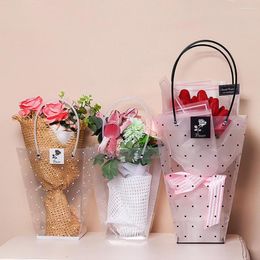 Gift Wrap 10PCS Portable Flower Box Bag Waterproof Florist Handy Bags Wrapping Mini Wedding Favour Party Rose Storage