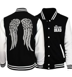 Men's Jackets The Walking Dead Jacket Men Wing Print Coat Spring Autumn Brand Black White Baseball Uniform Hip Hop Streetwear Homme 230826