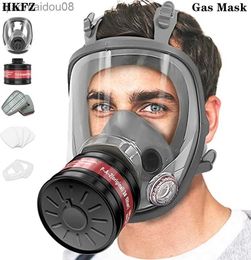 Full Protective Clothing face respirator - mask with 40 mm gas Philtre canister for gases chemical polishing welding spraying Gas mask HKD230828