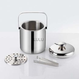 Double-Wall Stainless Steel Insulated Chilling Ice Bucket with Lid Tong Handle 97BB HKD230828