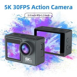 5K 30FPS Action Camera Dual IPS Screen Waterproof Bike Action Cam HD Outdoor Video Camera 170 Degree Wide Angle WiFi Timed Photo HKD230830