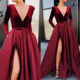 Casual Dresses 2023 Fall/Winter Women's Fashion Temperament Elegant Sexy Dress Deep V Long Sleeve Split And Slim Lady