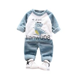 Clothing Sets New Winter Pyjamas For Boys Baby Girl Clothes Suit Children Fashion Cartoon Thick TShirt Pants 2PcsSets Infant Kids Sleepwear x0828