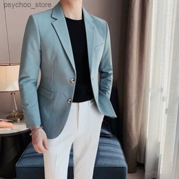 Men's Single-Breasted Suit Jacket Business Casual Blazer Wrinkle-Free Slim Fit Commuting Solid Colour 5 Colours Sizes M-4XL Q230828