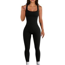 Women Bodysuits For Yoga Sports Jumpsuits One-piece Sport Quick Drying Workout Bras Sets Sleeveless Playsuits Fitness Casual Black Summer