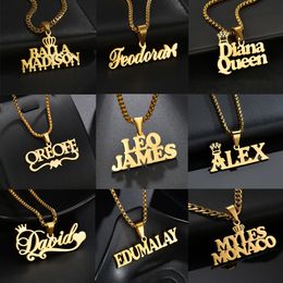 Custom Names Pendant Necklace Stainless Steel Personalized Jewelry Cuban Chain