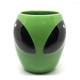 Mugs Creative 3D Alien Coffee Mug Cartoon Ceramic Cups Green Exquisite Funny Caneca With Lid Drinkware For Friends Gifts